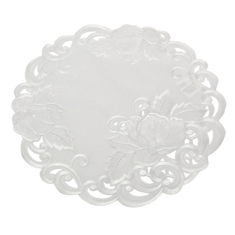 Serwetka haftowana 40cm okrągła biała A534